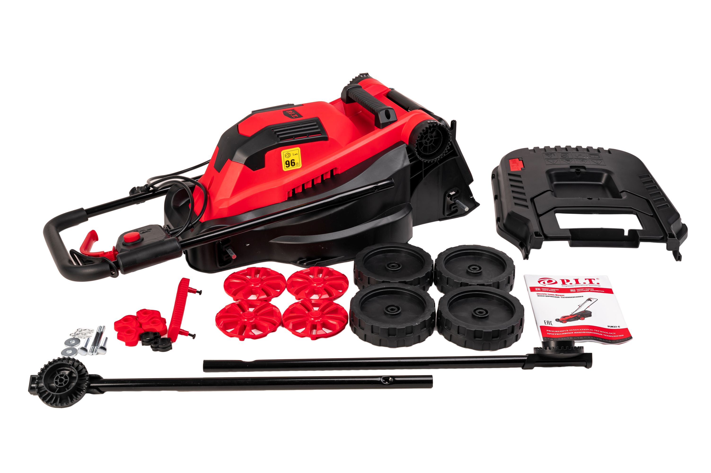Газонокосилка электрич. P.I.T. PLM 32-C (1200Вт, 3600об/мин, Ø320мм, выс. 20/35/50мм, травосб. 30л)