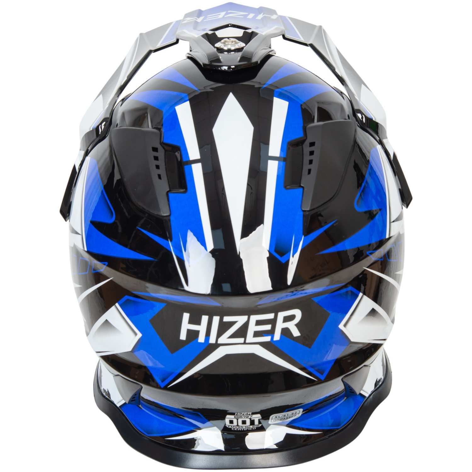 Шлем мото кроссовый HIZER B6197 #4 (XL) black/blue/white