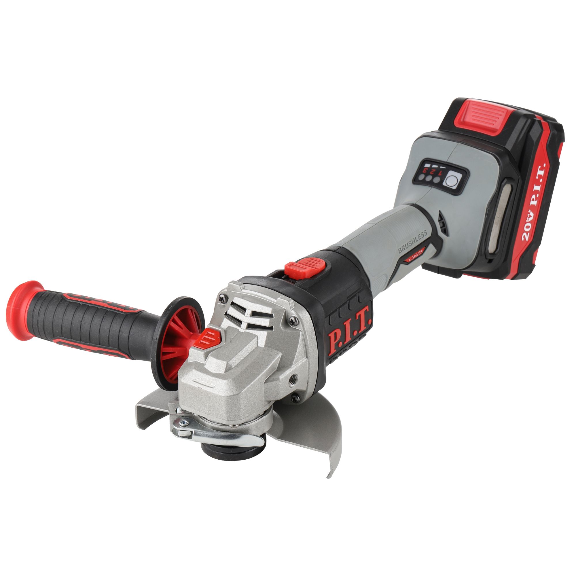 Шлифмашина угловая аккум. бесщёточная P.I.T. PWS20H-125D/1 (20В, 125мм, 3 ск, 1 акб 4,0Ач, ЗУ, кейс)