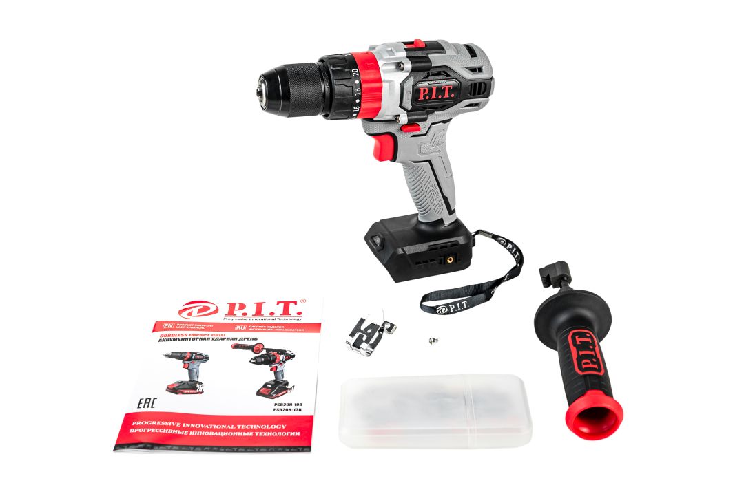 Дрель ударная аккум. бесщёточная P.I.T. PSB20H-13B SOLO (20В, 75Нм, метал патрон 13мм, 2ск, коробка)