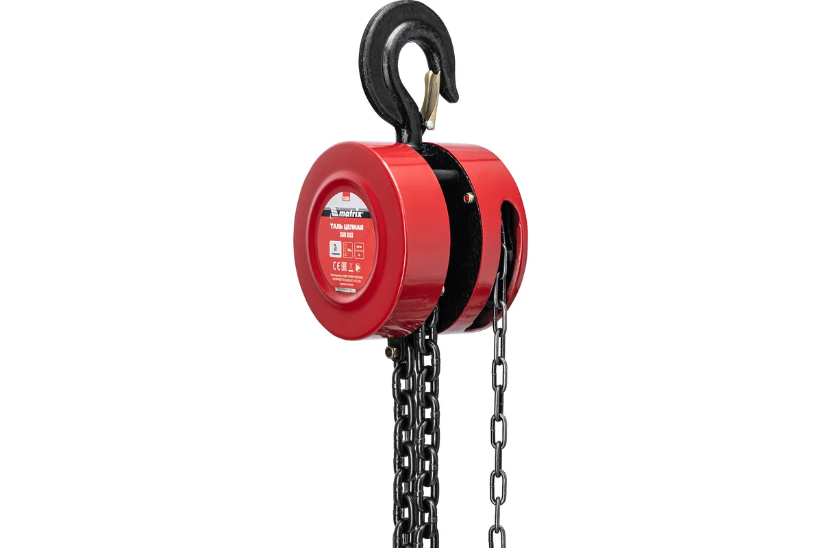 Таль цепная, 3 т, h подъема 3 м, расстояние между крюками 470 мм// Matrix