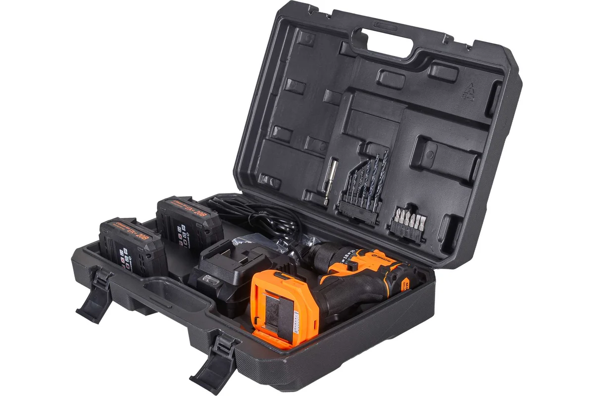 Дрель-шуруповерт аккумуляторная ДА-20Л-2К/БП (2,0 А/ч) (бесщеточный двигатель, 70Нм) Вихрь