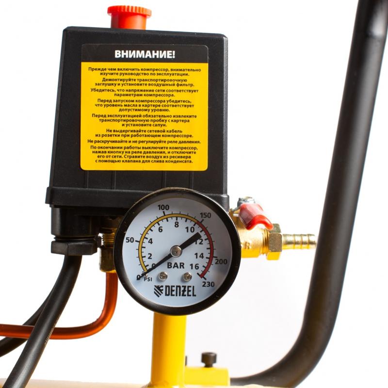 Компрессор воздушный BCV2300/100, ременный привод, 2.3 кВт, 100 литров, 440 л/мин //Denzel