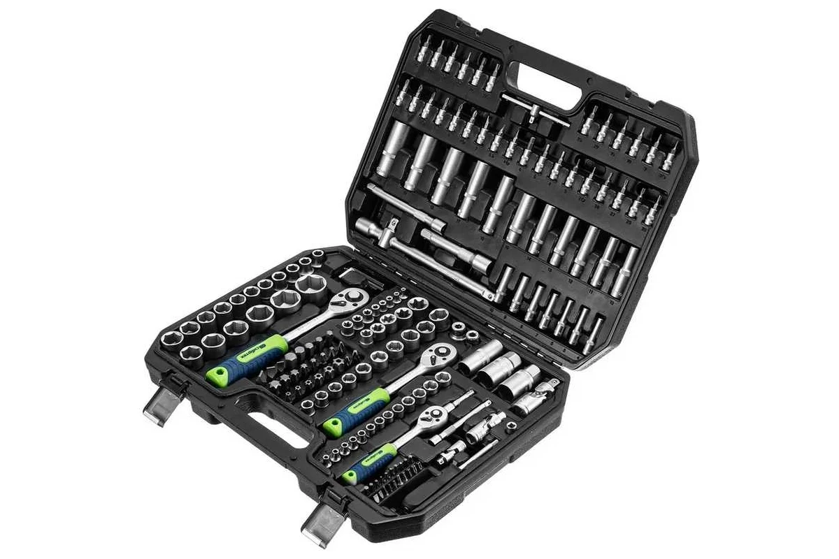 Набор инструментов, 1/2", 3/8", 1/4", пластиковый кейс 172 предм.// Сибртех