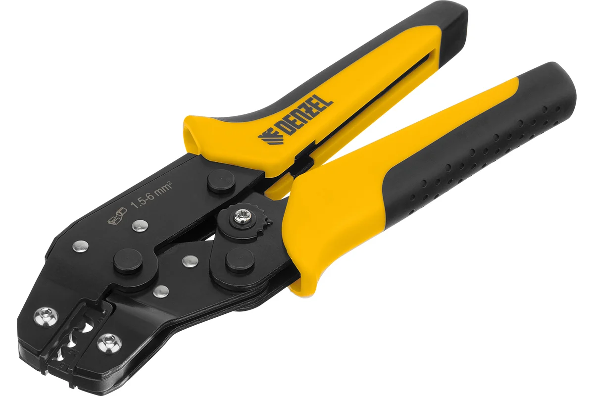 Клещи для обжима неизолированных наконечников НК и НВ, разъемов РП, 1,5 - 6 мм2// Denzel
