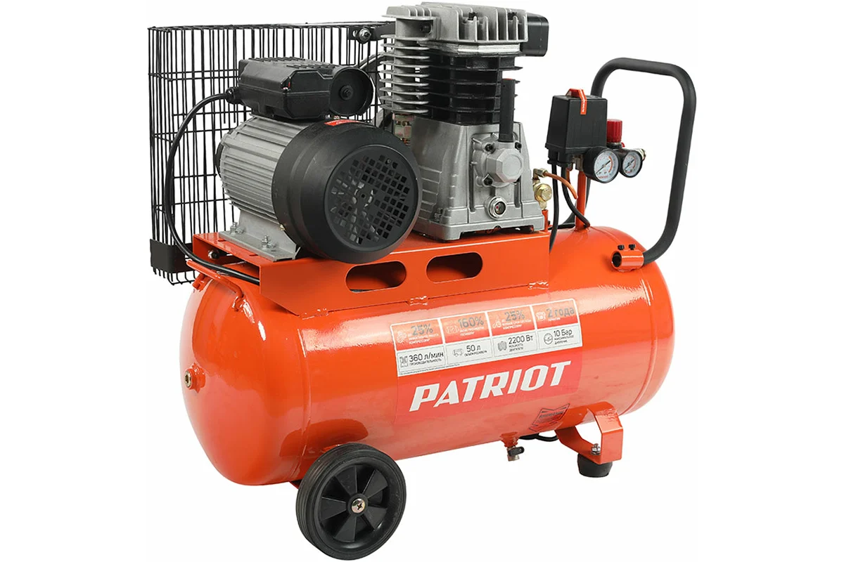 Компрессор PATRIOT Expert поршневой ременной PTR 50-360I, 360 л/мин, 10 бар, 2200 Вт, 50 л, быстросъ