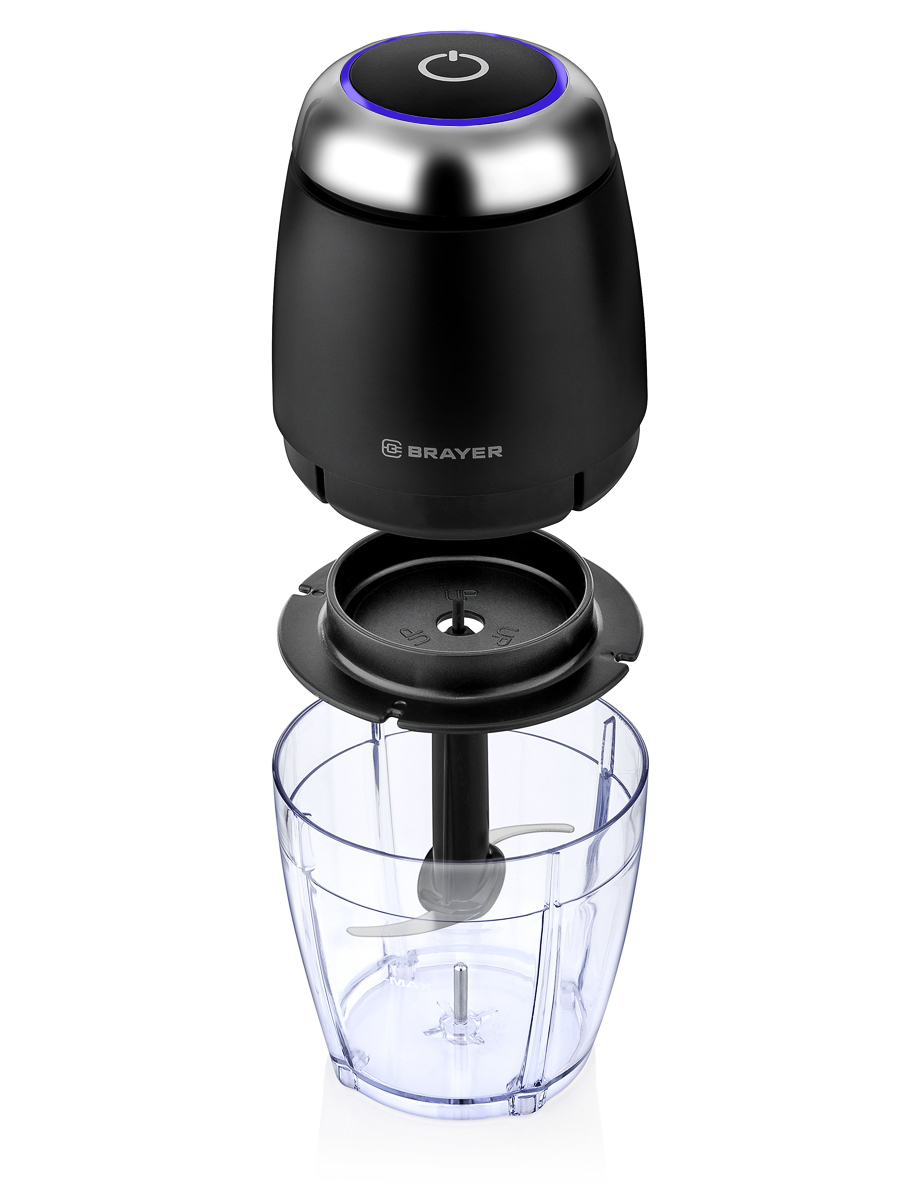 1400BR Измельчитель BRAYER, 400 Вт, пластик, 250 мл, стальной нож, фильтр-крышка, черный
