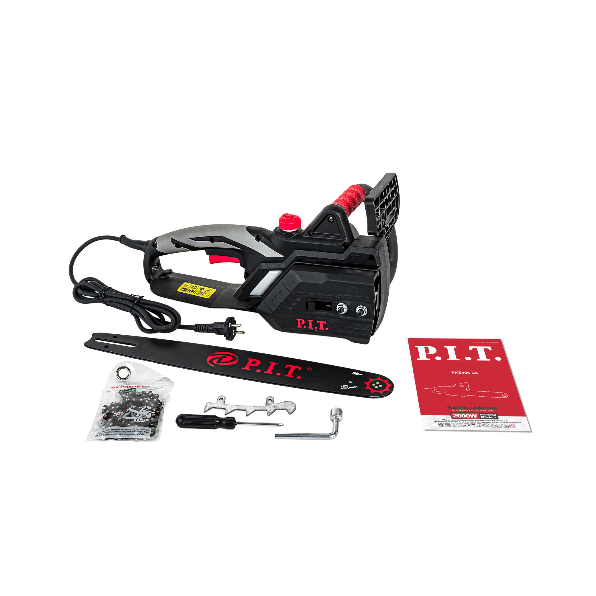 Пила цепная электрич. P.I.T. PKE405-C5 59х3/8х1,3(2000Вт,405мм,6000 об/мин, 13м/с, автоподача масла)