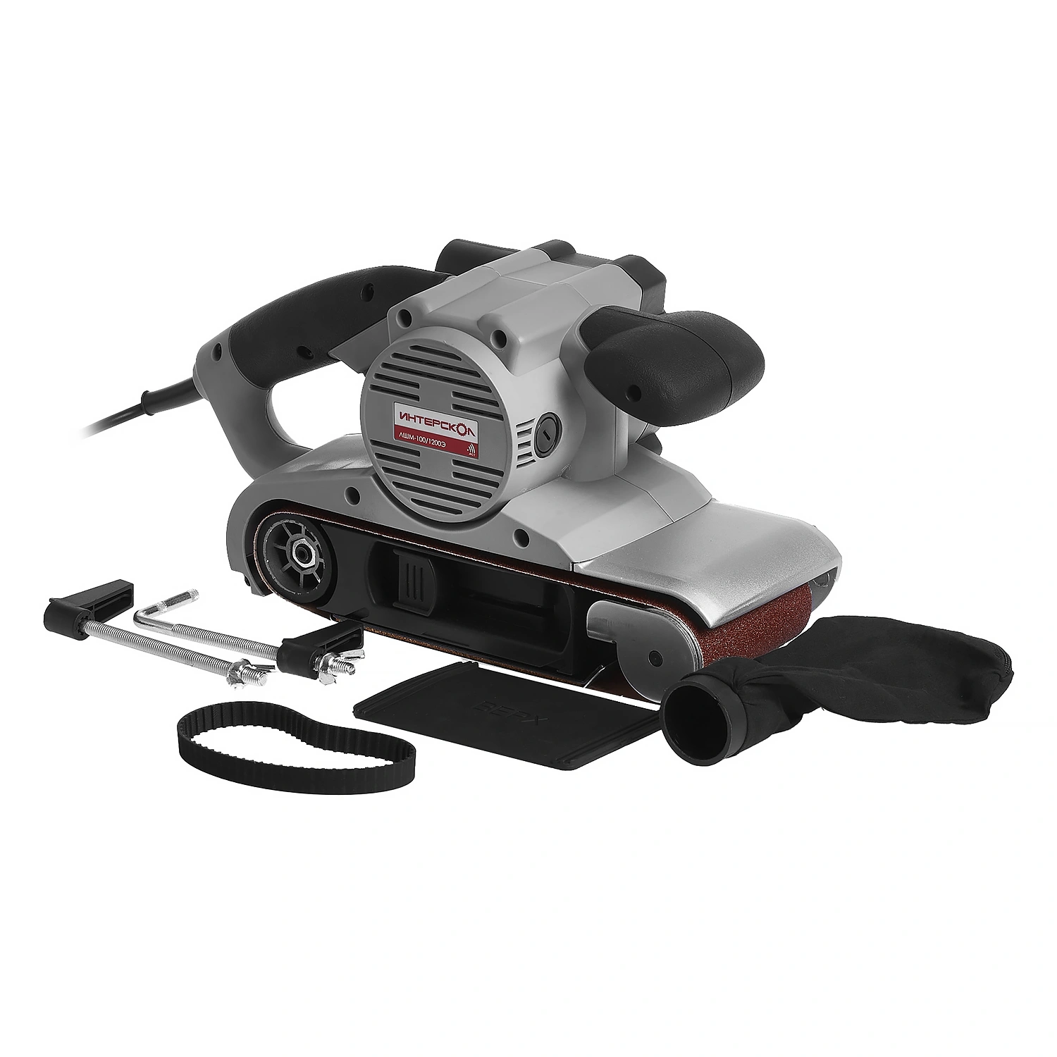 ЛШМ-100/1200Э ИНТЕРСКОЛ  Ленточная шлифовальная машина, 1,2кВт, лента 105х610мм