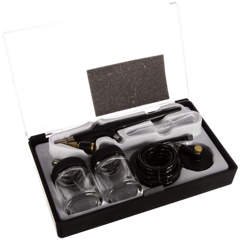 Аэрограф AGS22/05 с двумя сменными бачками (11л/мин 2бар 2x22мл 0.5мм) + набор кейс