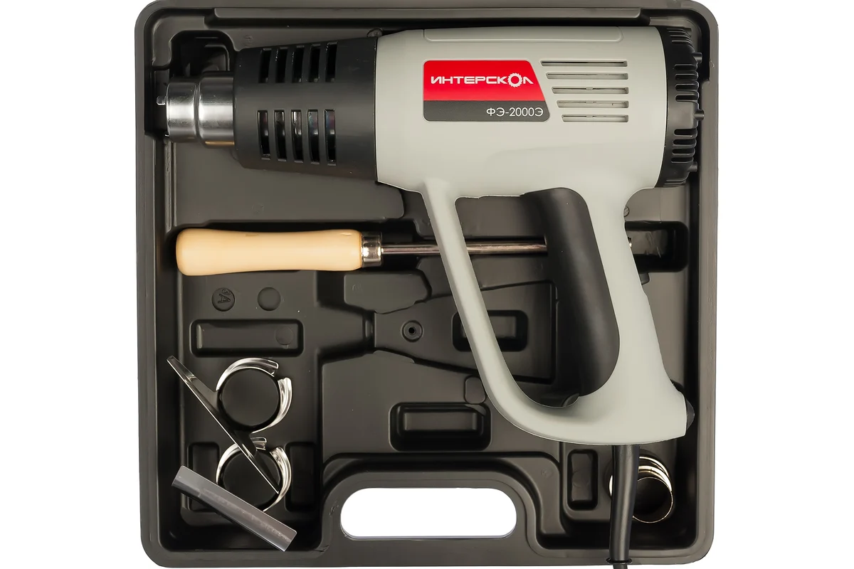 ФЭ-2000Э фен электрический,2000 Вт, 600°С, 500 л/мин, кейс, 4 насадки