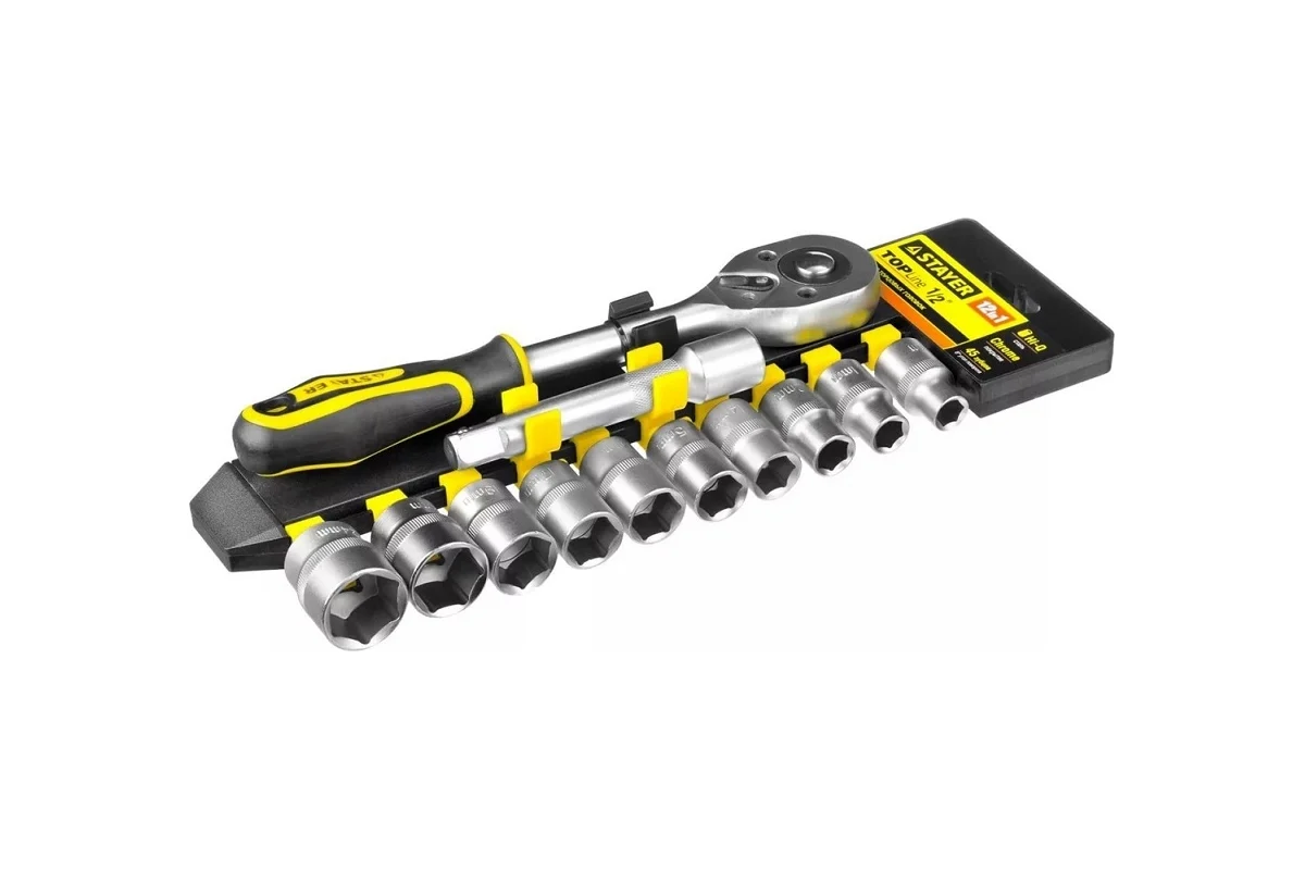 Набор торцевых головок 1/4",трещотка,удлинитель 4-13мм, 12пр. //STAYER