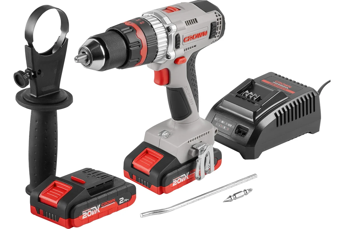 Аккум. ударн шуруп BL CROWN CT21093HMX-2 BMC, 20 В,2Х2,0АчLi-ion,  БЗП-13 мм, 75/50Нм, кейс