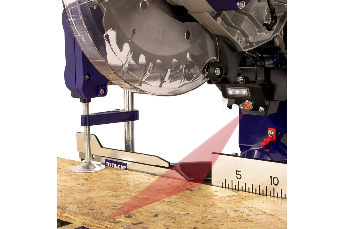 Пила торцовочная ПУЛЬСАР ПТН 210-1900 (1900Вт, 210х30мм, рез 65х300мм,направл,лазер 11 кг) 