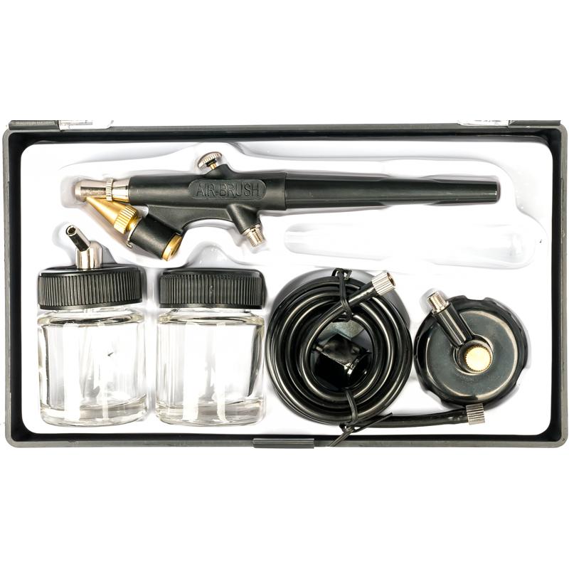 Аэрограф AGS22/05 с двумя сменными бачками (11л/мин 2бар 2x22мл 0.5мм) + набор кейс