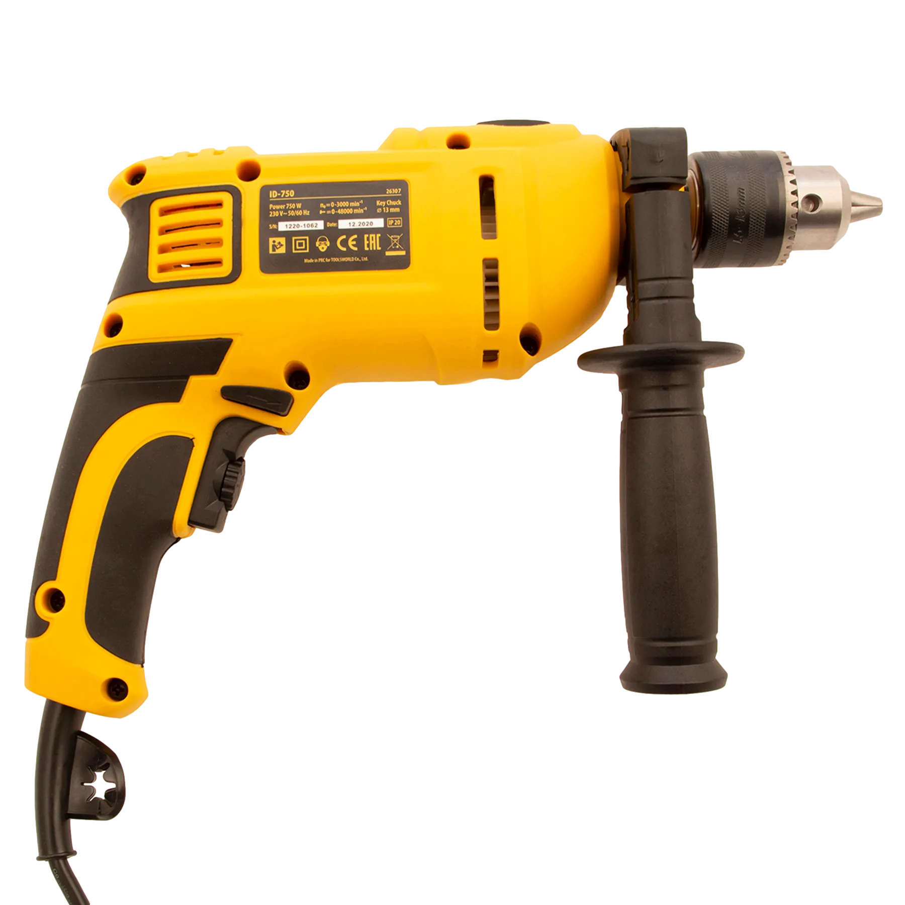 Дрель ударная ID-750, 750 Вт, 0-3000 об/мин, 48000 уд/мин// Denzel