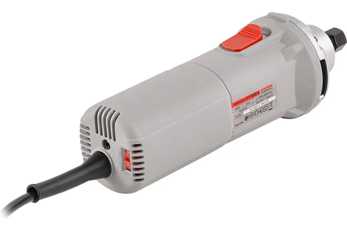 Прямая шлифовальная машина CROWN CT13314, 710Вт, 12000-28000 об/мин, цанга 6мм
