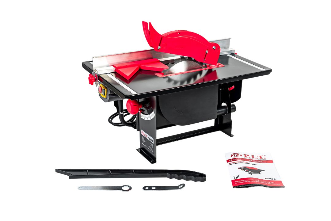 Пила стационарная электрич. P.I.T. PTS200-C МАСТЕР (850Вт, 2950об, 200мм, 500х335мм, 35/45мм, 45°)