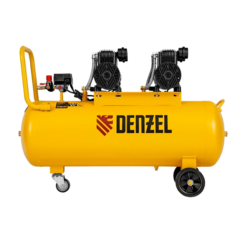 Компрессор безмасл. малошумный DLP-3000/100, 3 кВт, 2х1,5 кВт,100 л, 2850 об/мин,500 л/мин// Denzel