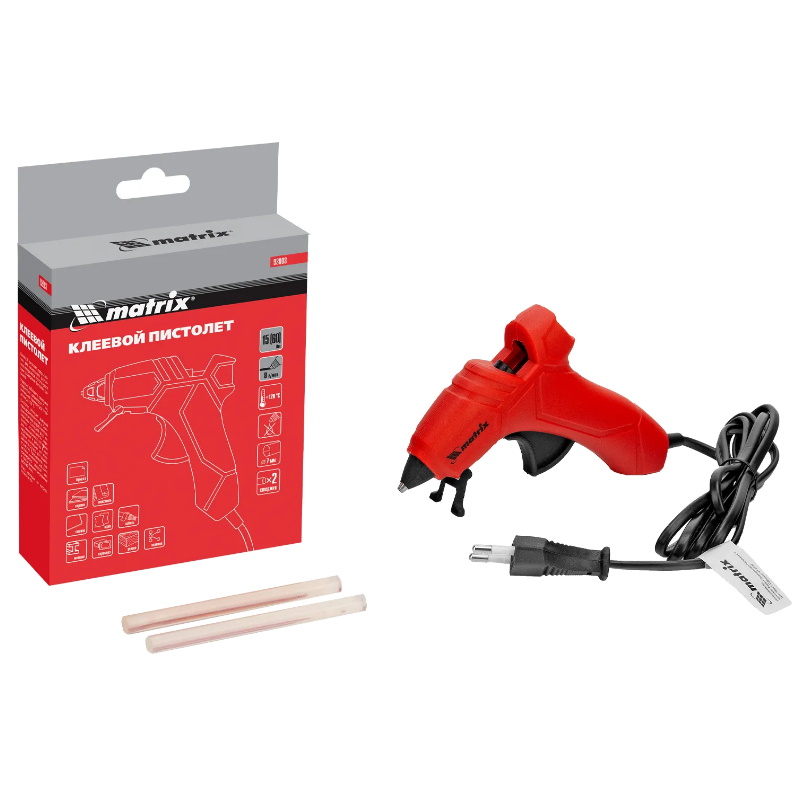 Клеевой пистолет, 7 мм, 15 (60) Вт, 8 г/мин// Matrix
