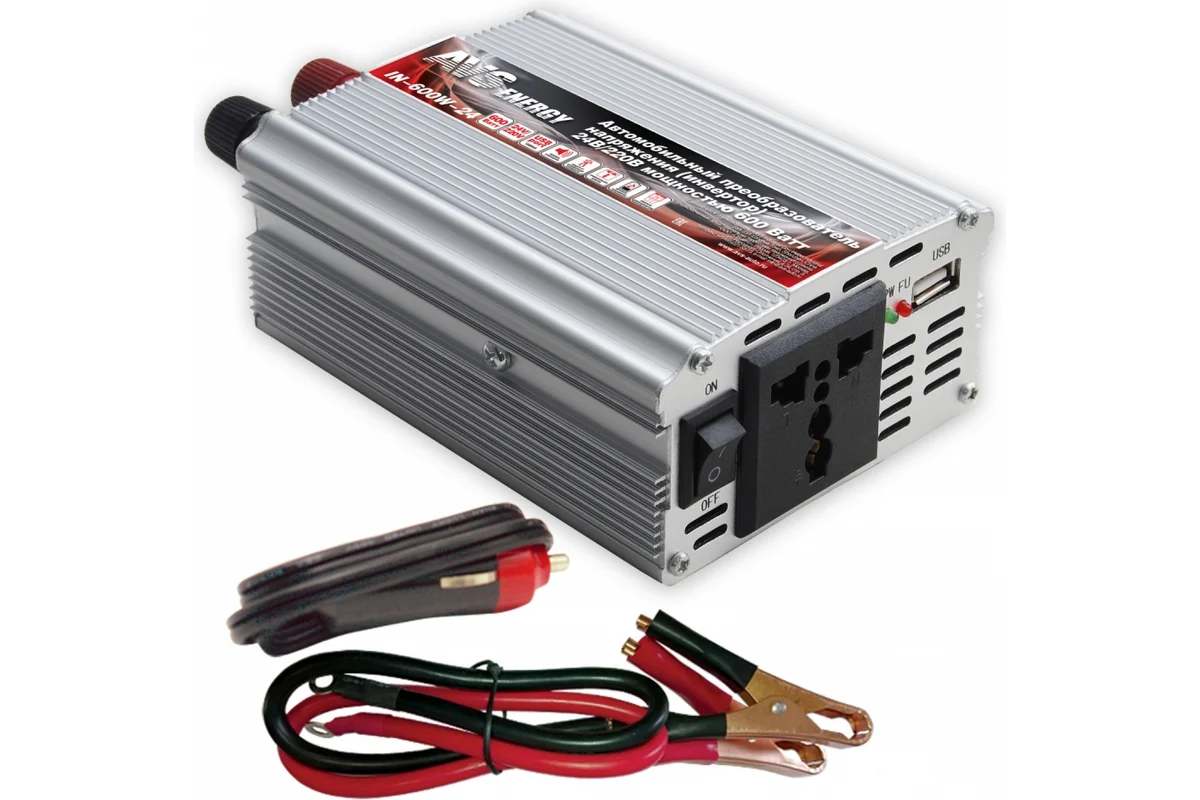 Инвертор автомобильный 24/220V AVS IN-600W-24