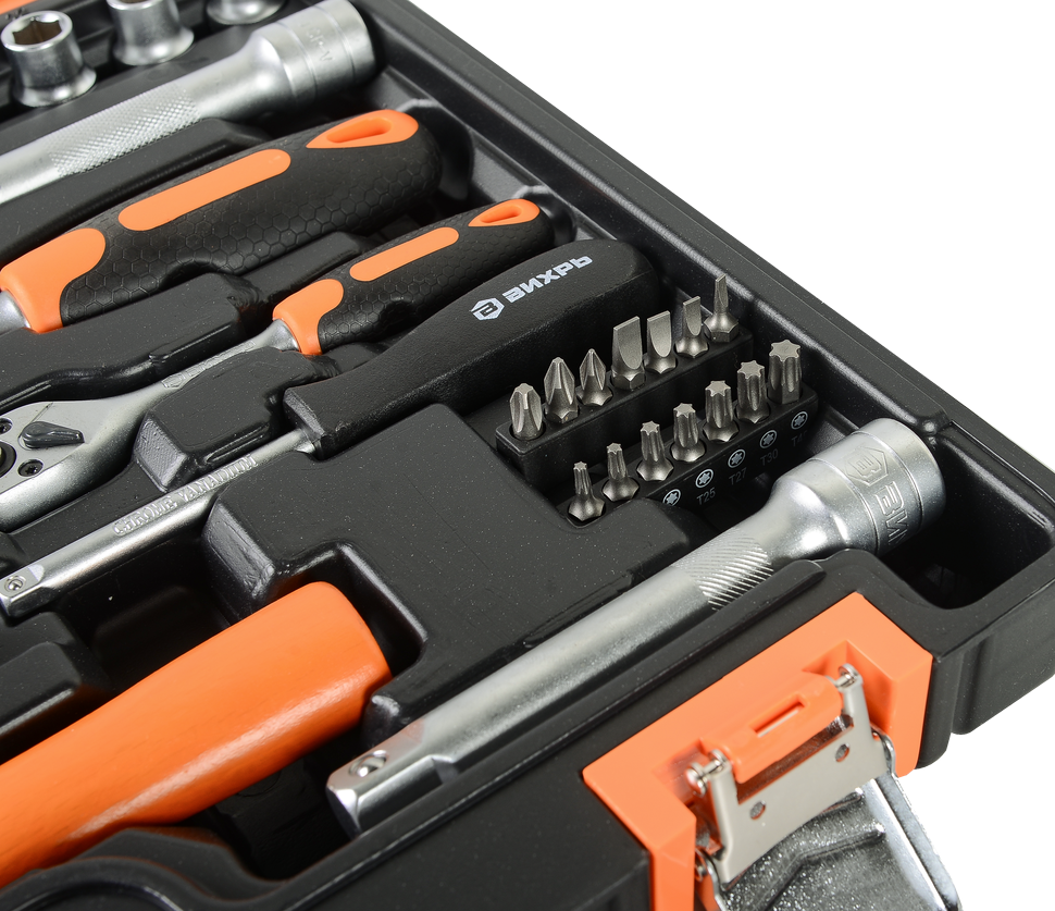 Набор инструментов, 1/2" , 1/4" , CrV, в кейсе 76 предм Вихрь