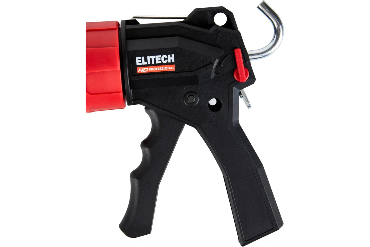 ELITECH Пистолет для герметика закрытый 600мл.Алюм. туба.Инженерный пластик Усилие 135кг.710402 