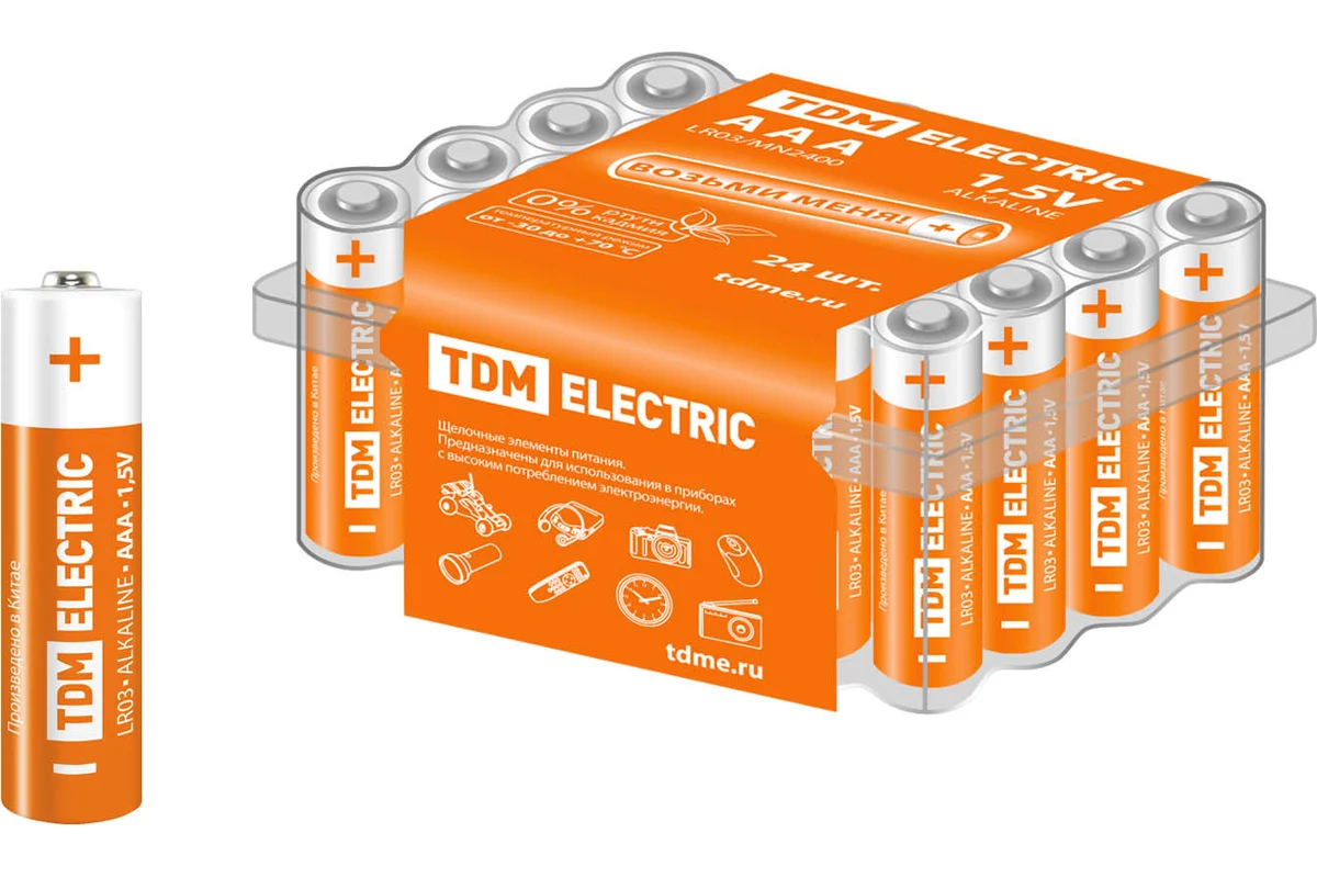 Элемент питания LR03 AAA Alkaline 1,5V BOX-24 TDM*