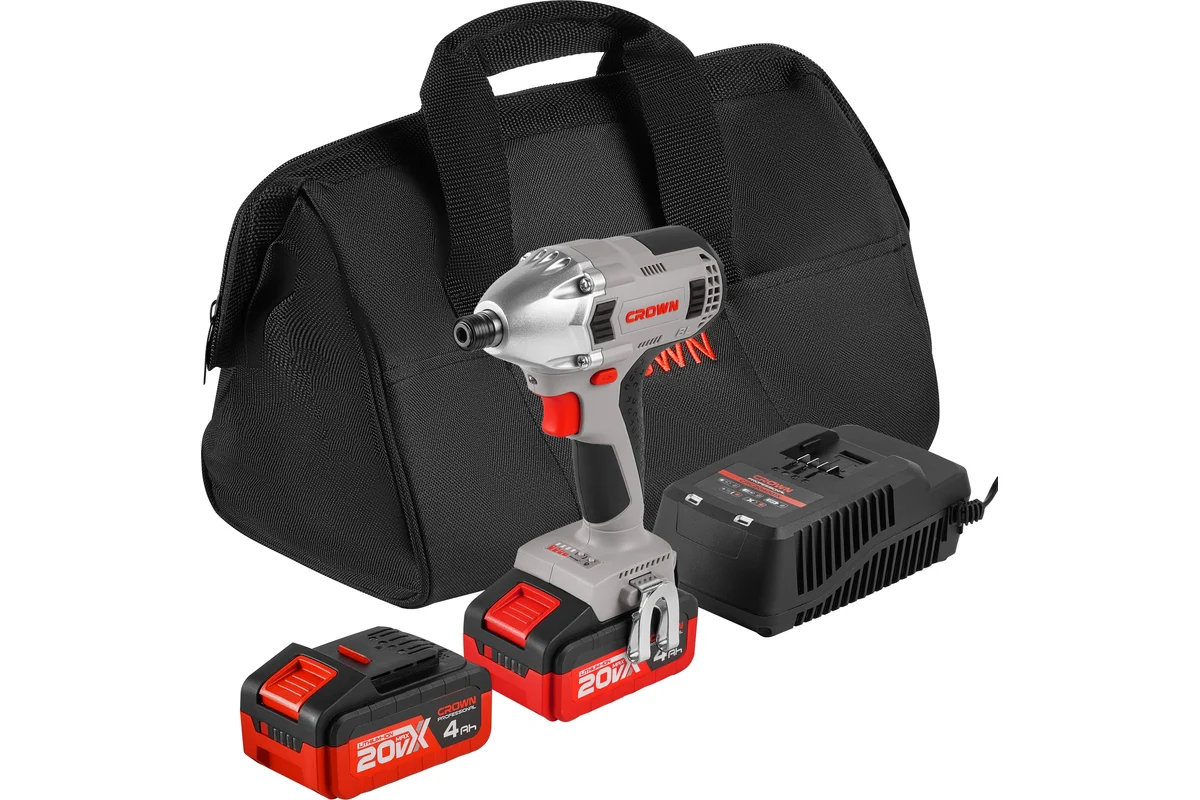 Аккумуляторный винтовёрт 20В, бесщеточный, 2х4,0Ач // CROWN