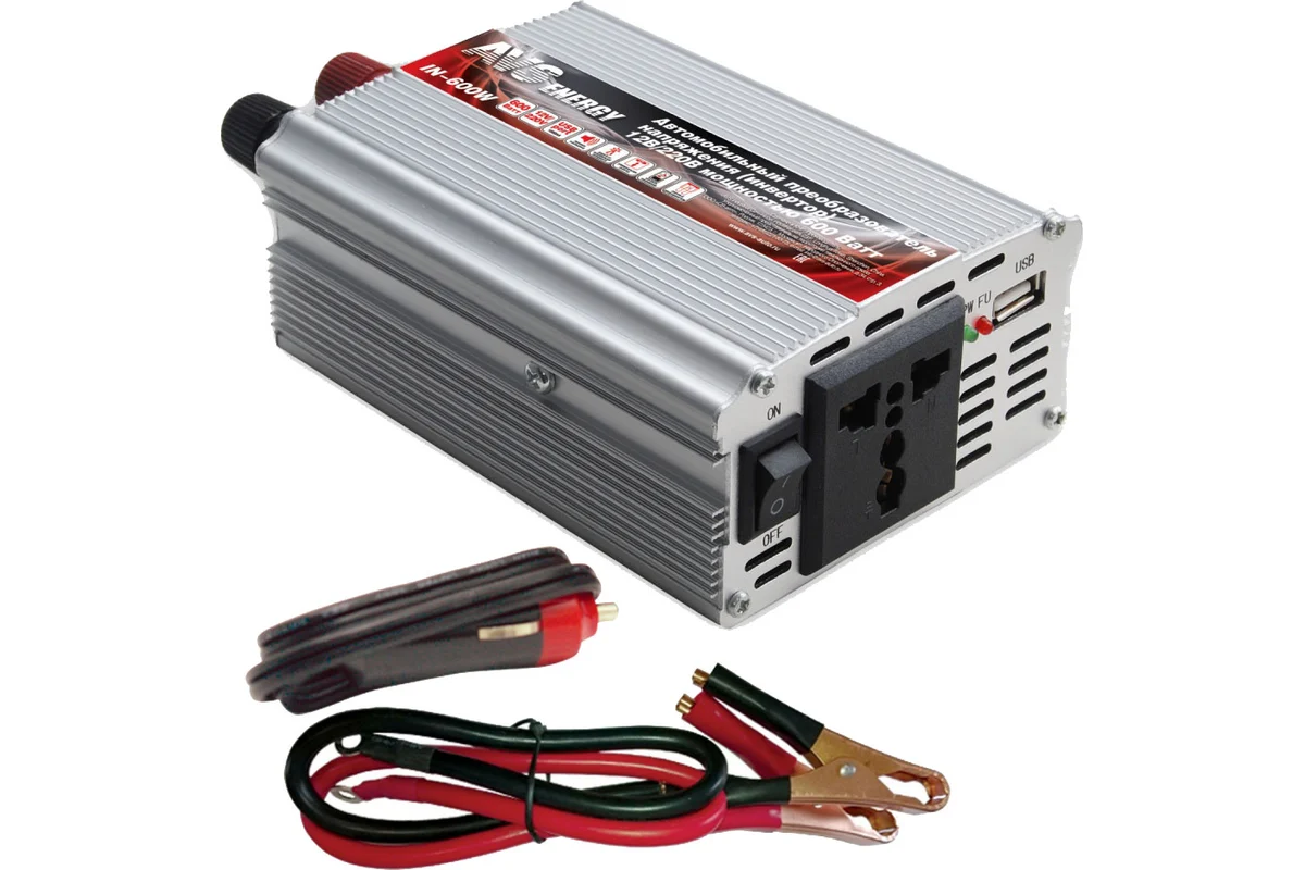 Инвертор автомобильный 12/220V AVS IN-600W