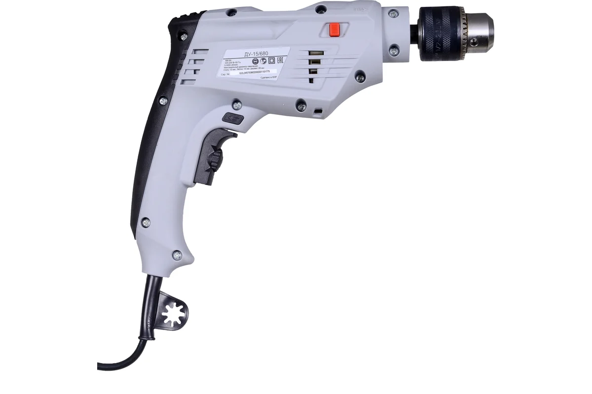 РЕСАНТА ДУ-15/680 Дрель ударная, 680 Вт. 1-ск, КЛП 13 мм, 3000 об/мин, дер./сталь 25/13 мм