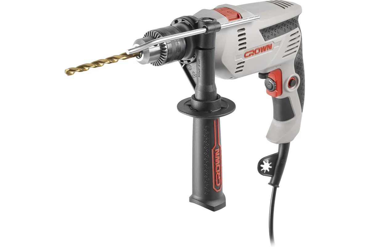 Дрель ударная CROWN CT10129 750Вт, 0-2800 об/мин, клп-13 мм, 0-44800 уд/мин, 1,9 кг