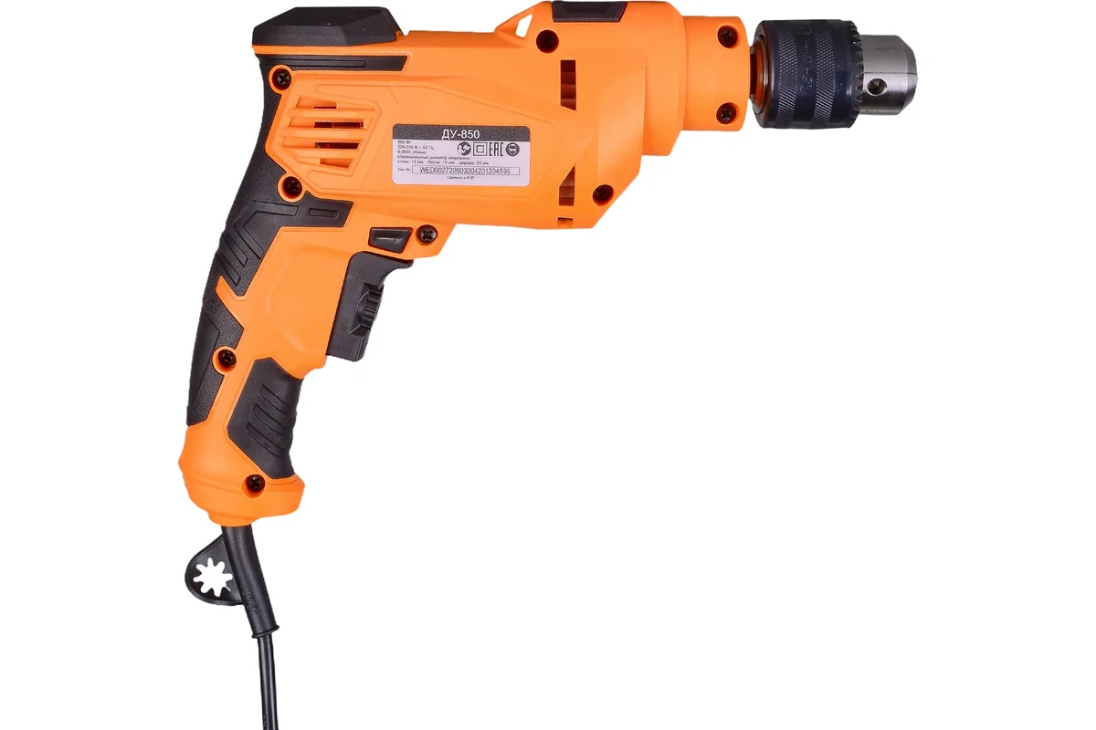 ВИХРЬ ДУ-850  Дрель ударная, 850 Вт, 1-ск, КЛП 13мм, 0-3000 об/мин, 1,9 кг