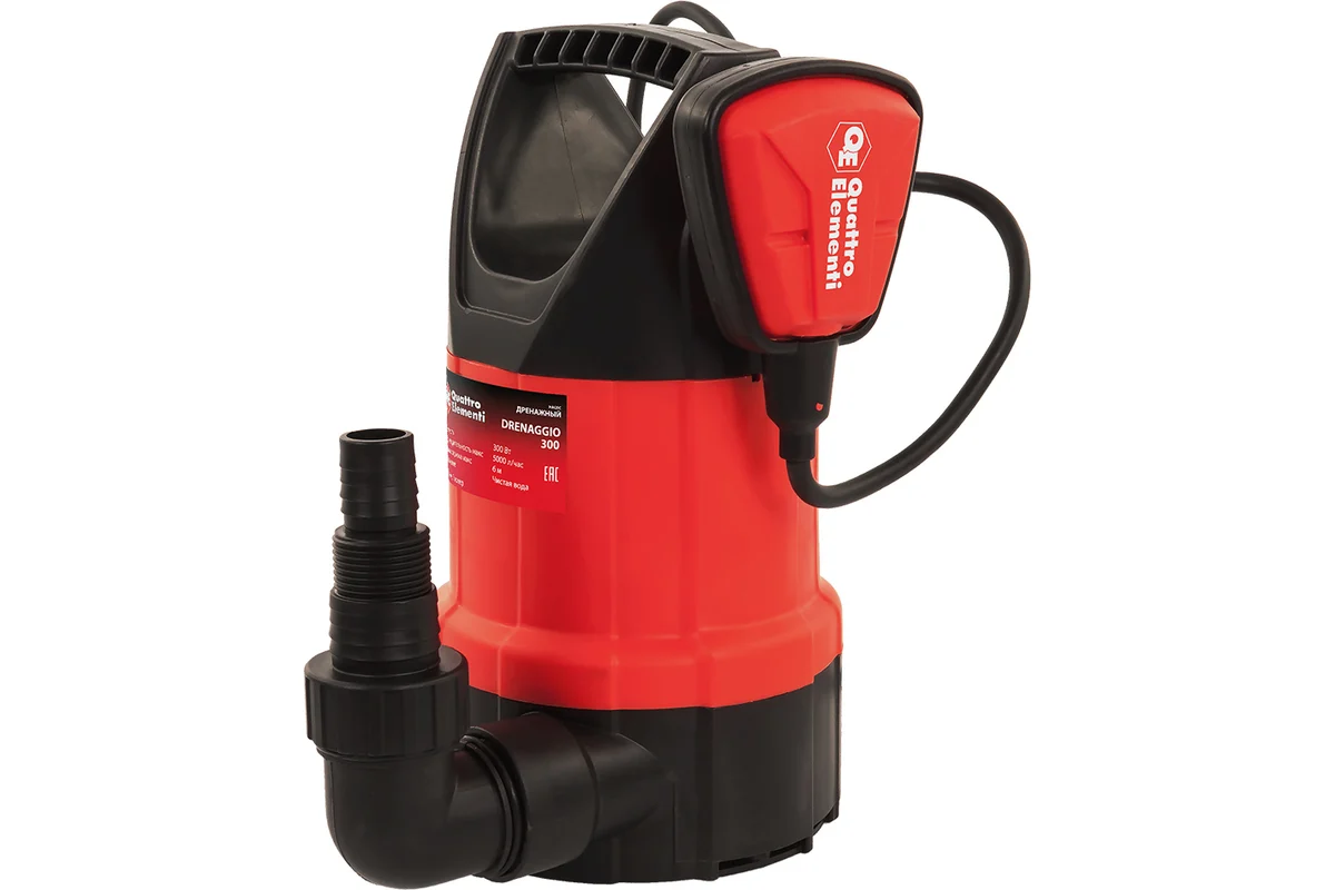 Дренажный насос QUATTRO ELEMENTI Drenaggio  300 (300 Вт, 5000 л/ч, для чистой,  6 м, 4,4кг)