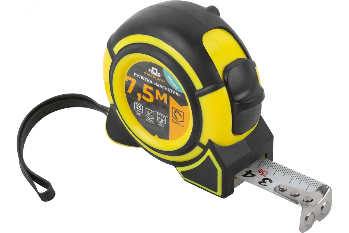 Рулетка "Магнетик" 7,5 м x 25 мм