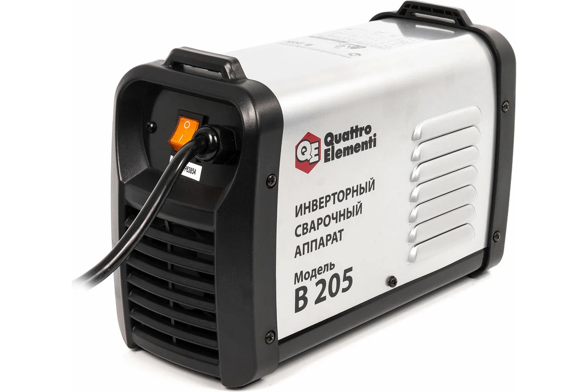 Аппарат электродной сварки, инвертор QUATTRO ELEMENTI B 205 (205 А, ПВ 80%, до 5.0 мм, 5.3 кг, Диспл