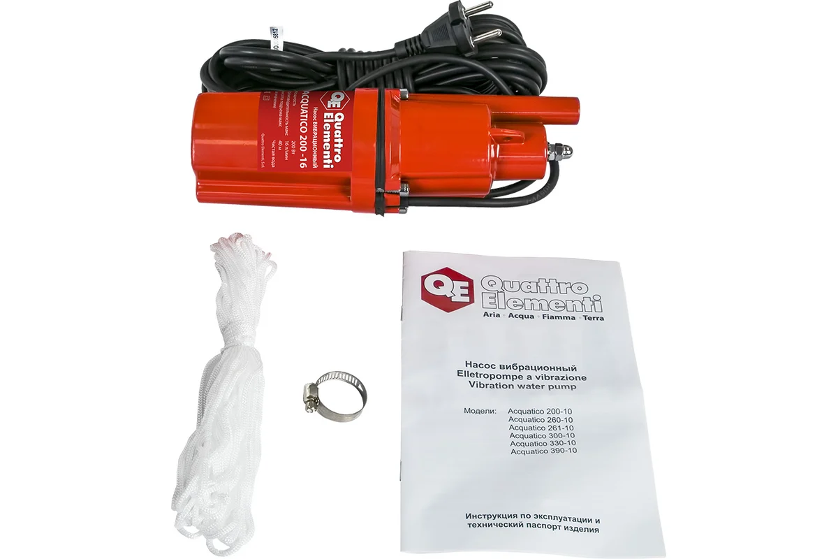 Вибрационный насос QUATTRO ELEMENTI Acquatico 200-16 (200 Вт, 960 л/ч, для чистой, 40м, кабель16 м, 