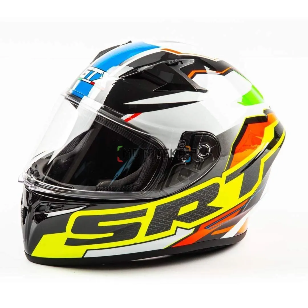 Шлем мото GTX 578 (XL)#2 BLACK/ ORANGE/ GREEN