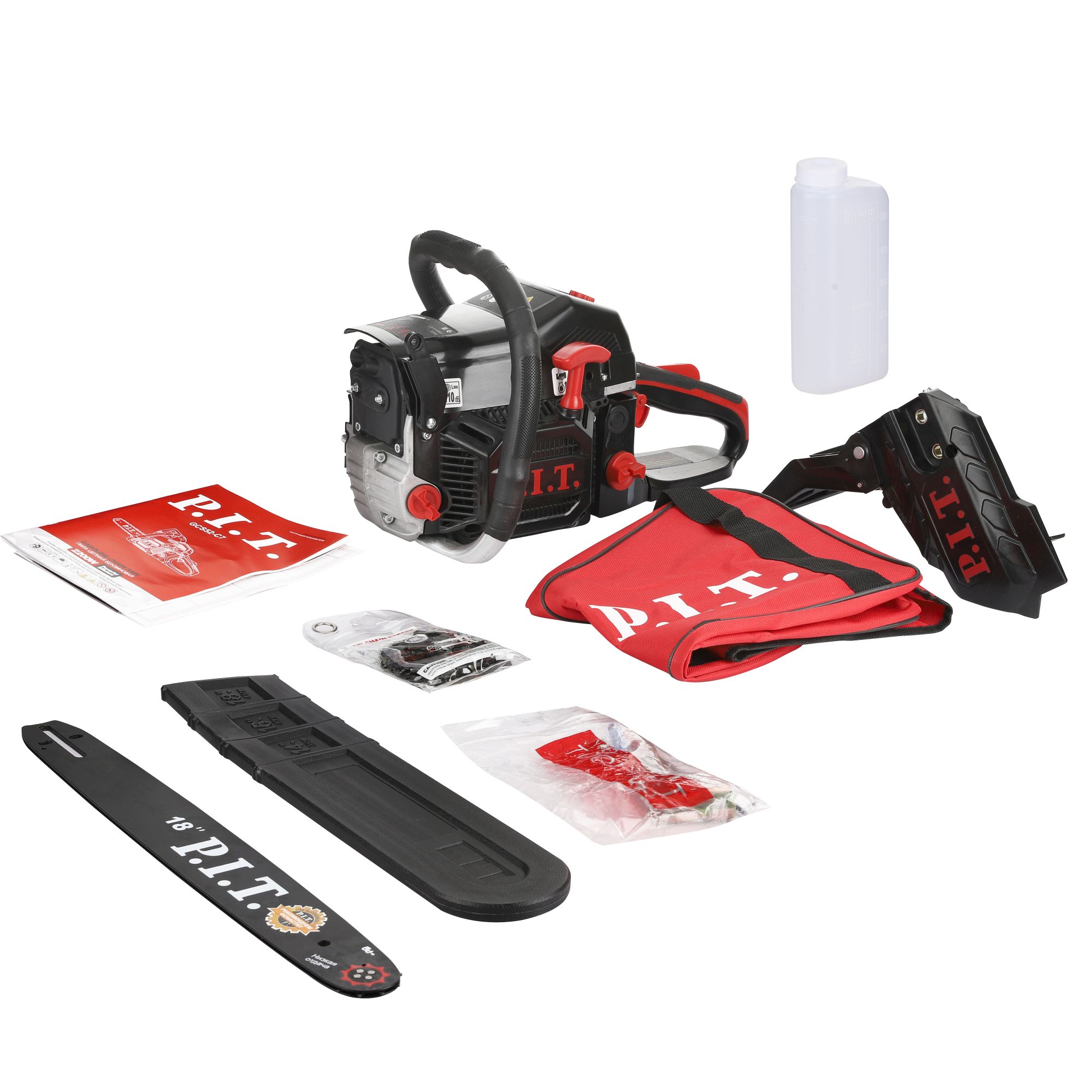 Пила цепная бензиновая P.I.T.GCS52-C7 72х325х1,5 (18"/450мм, 2.2кВт, 52см³, хром.цил.,легкий старт,)