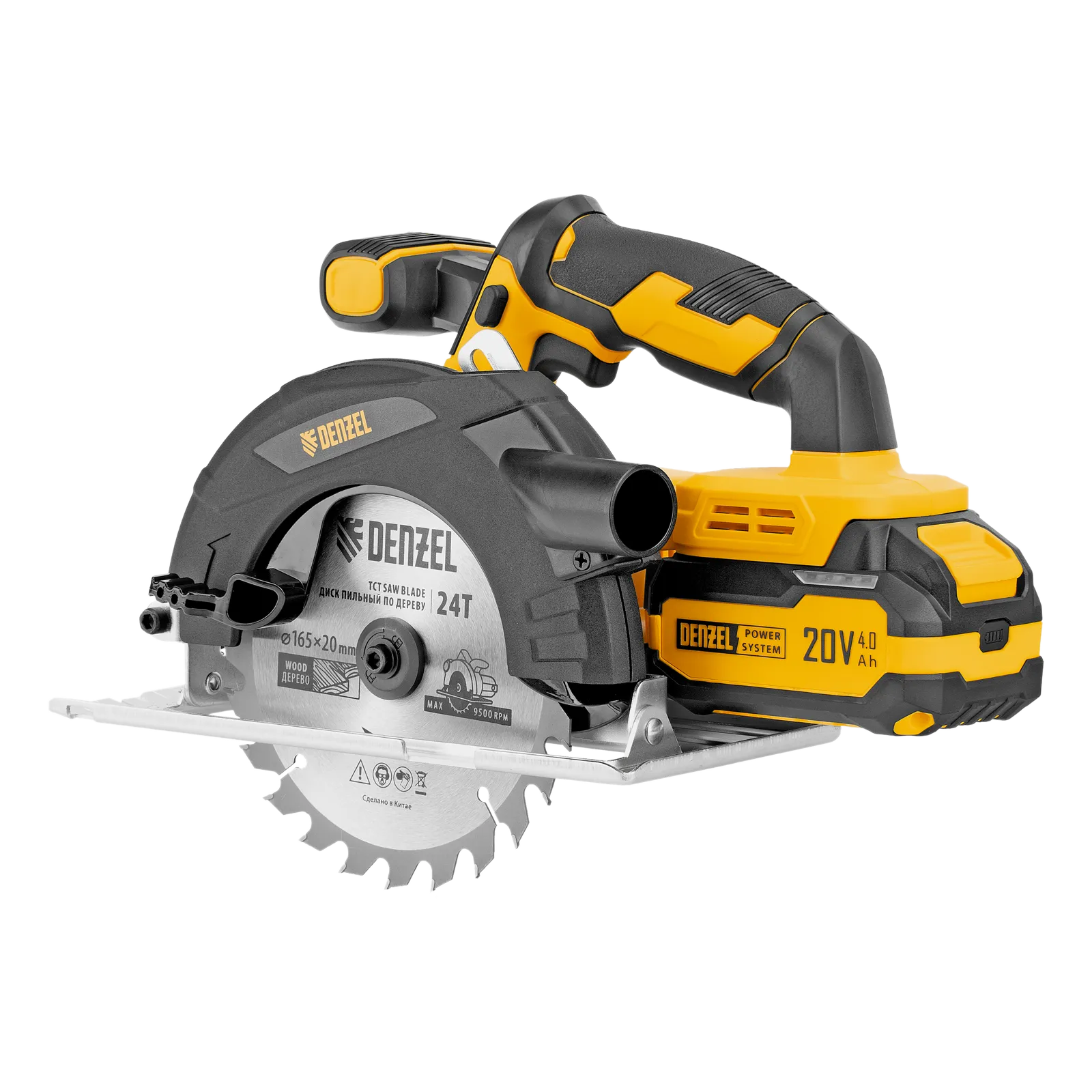 Пила циркулярная аккумуляторная CCSH-20-165, 165 мм, Li-Ion, 20 В// Denzel