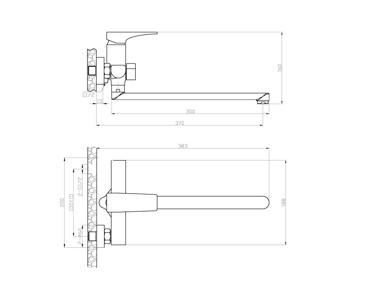 Смеситель для ванны (Lt) D35, серия DAR, AV Engineering