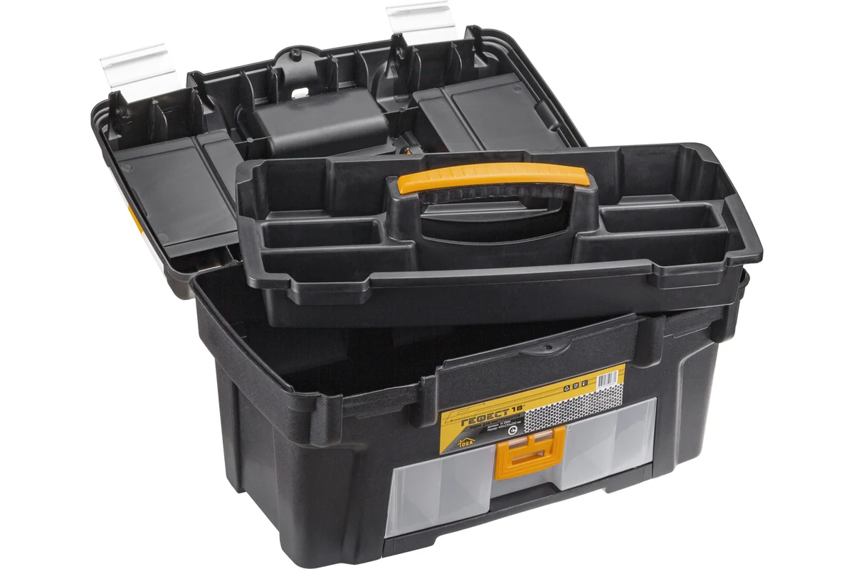 Ящик для инструмента пластмассовый ГЕФЕСТ 18" мет.замки ( с консолью и коробками) IDEA