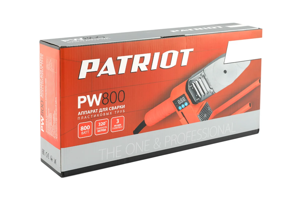 Аппарат для сварки пластиковых труб PATRIOT PW 800, 3 насадки(20, 25, 32), электронная регулировка, 