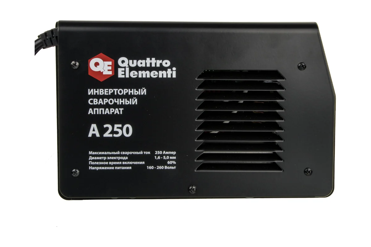 Аппарат электродной сварки, инвертор QUATTRO ELEMENTI A 250 (250 А, ПВ 60%, до 5.0 мм, 5.5 кг, 160-2