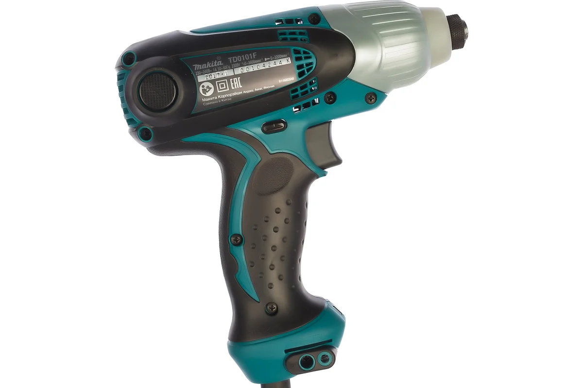 Makita Шуруповерт  TD0101F, сетевой ударный, 230Вт, 0-3600 об/мин, 0.99 кг, подсветка
