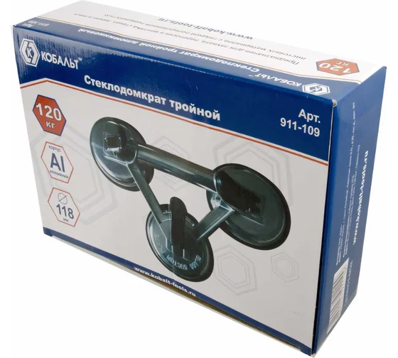 Стеклодомкрат КОБАЛЬТ тройной алюминиевый 120кг