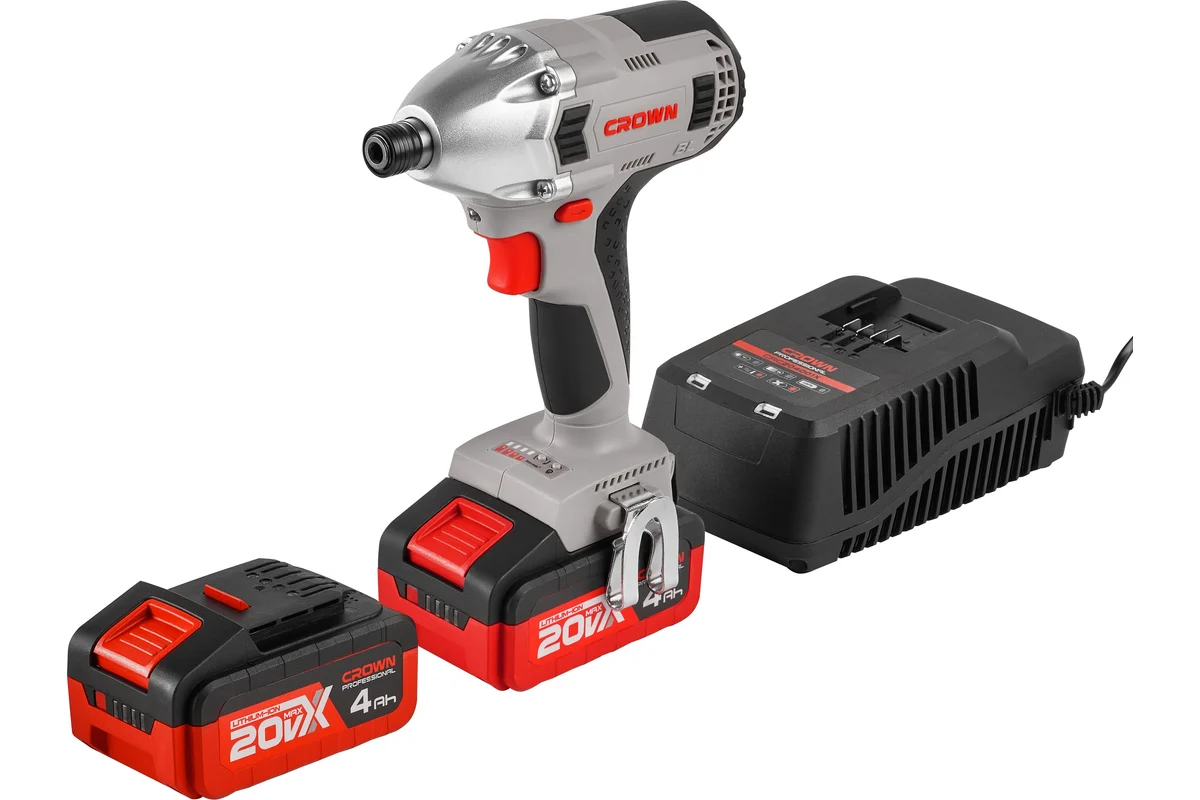 Аккумуляторный винтовёрт 20В, бесщеточный, 2х4,0Ач // CROWN