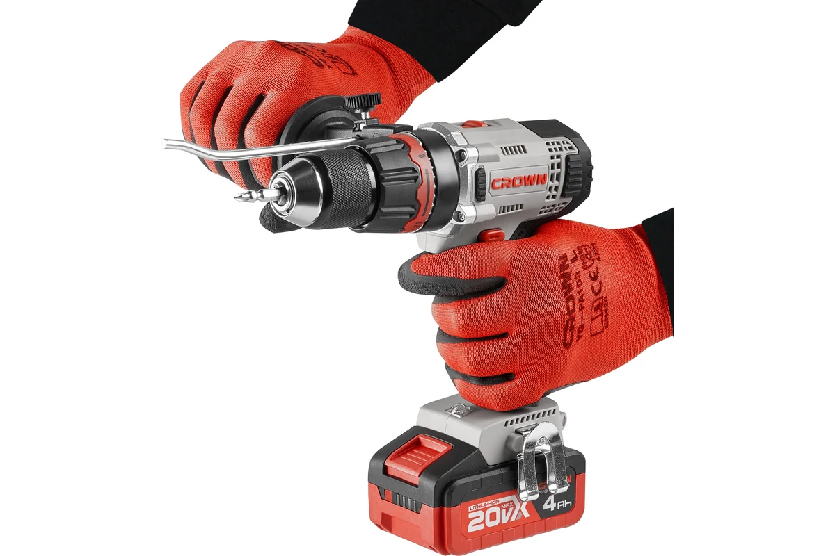 Аккумуляторный шуруповерт CROWN CT21076HMX-4 BMC, 20В, 2х4АчLi, БЗП 13мм,60/40Нм, 1,56кг
