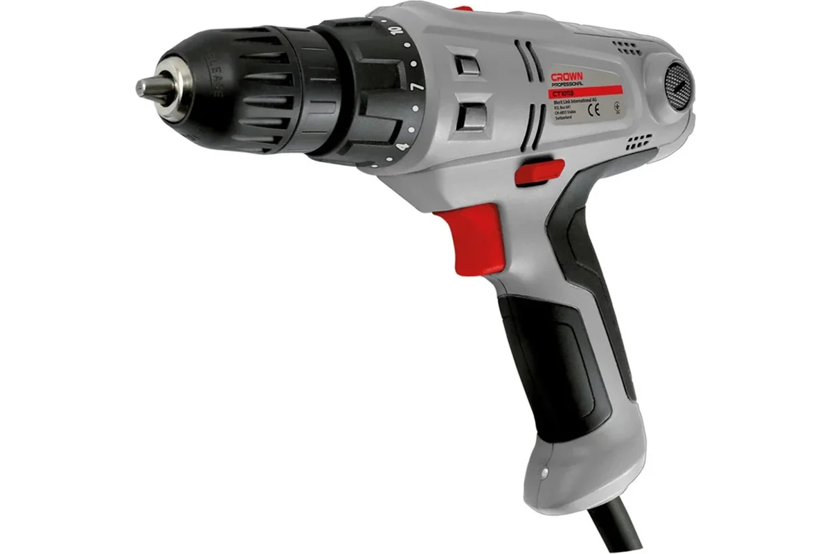 Шуруповерт сетевой CROWN CT10113, 280 Вт, 0-350/0-1400 об/мин, БЗП 10 мм, 0,8-22 Nm