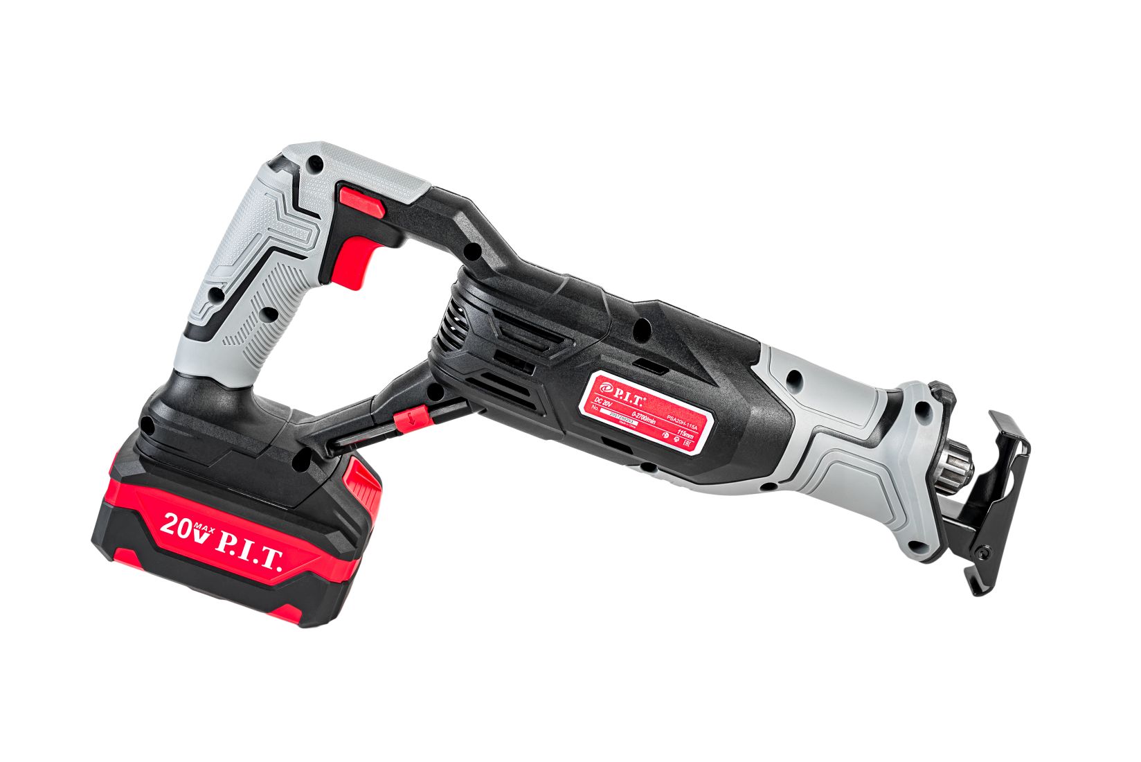 Пила сабельная аккум. P.I.T. PSA20H-115A/1 (20В, 0-2700ход/м, БЗП, 115мм, ход 22мм, 1акб 2Ач, ЗУ)